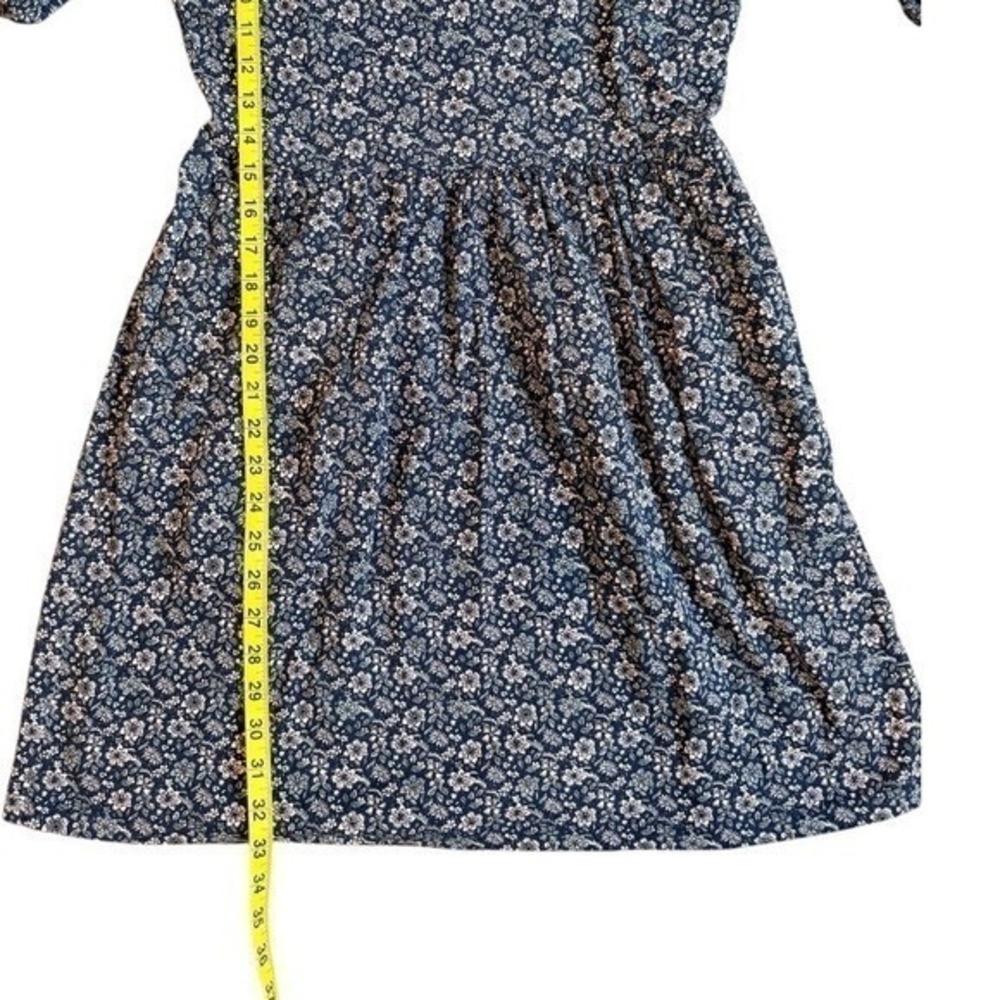 Boden Floral Puff Sleeve Square Neck Floral Print Navy and Pink Mini Dress US6 - Picture 8 of 9